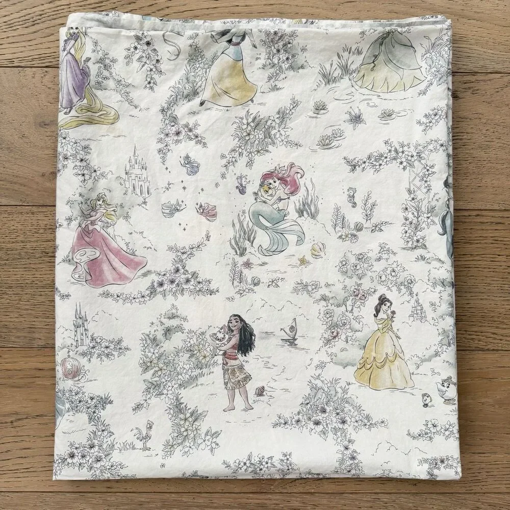 Pottery Barn Kids Disney Princess Heritage Full Flat Sheet Organic Cotton READ